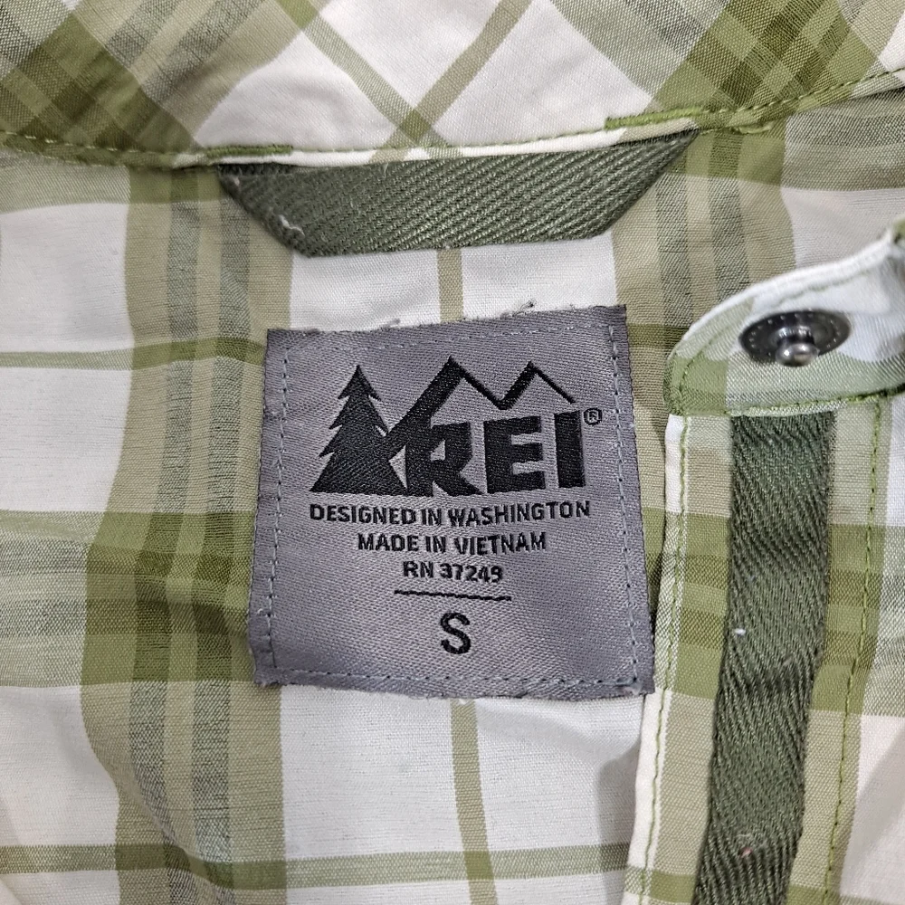 REI Green Plaid Snap Button Closure Long Sleeve Travel Shirt - Picture 8 of 9